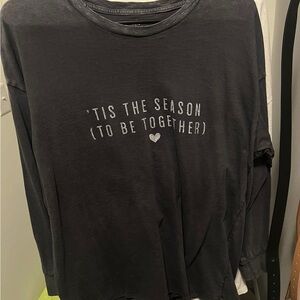 Gray Long Sleeve Shirt with Festive Print